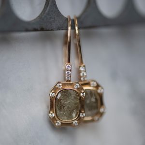 Rustic Rose Cut Diamond Earrings in Rose Gold