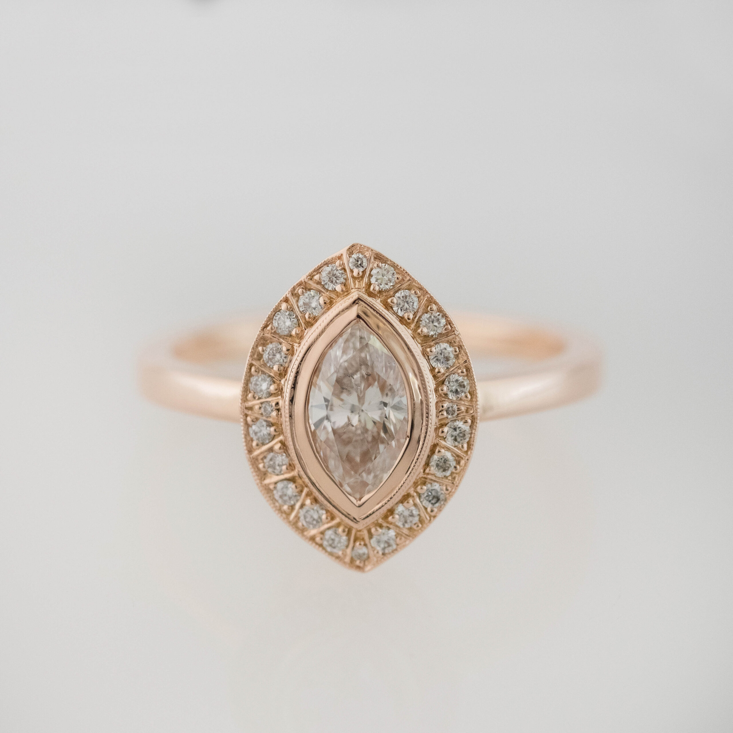 Marquise Diamond Halo in Rose Gold