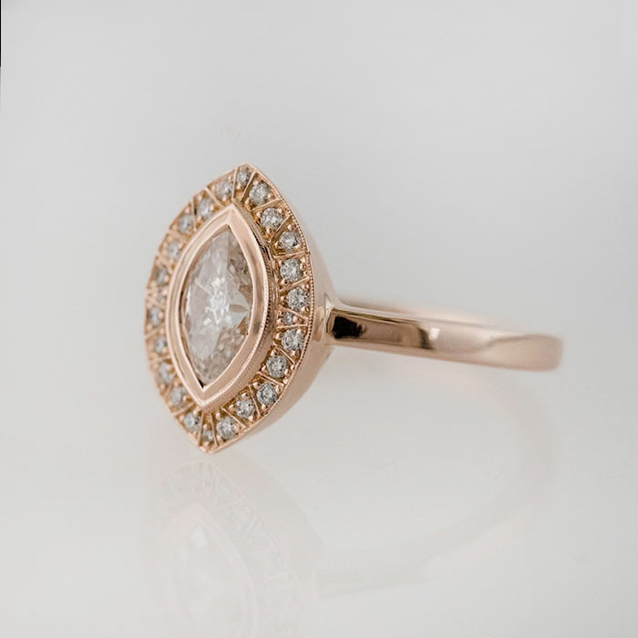 Marquise Diamond Halo in Rose Gold - Image 2