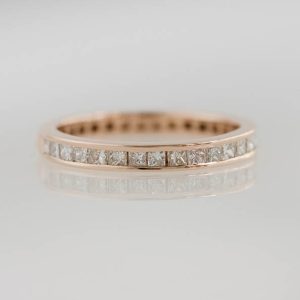 Half Eternity Princess Cut Diamonds in Rose Gold