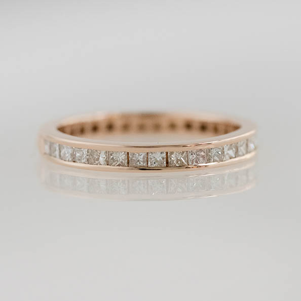 Half Eternity Princess Cut Diamonds in Rose Gold