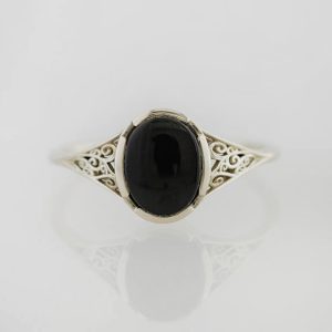 Black Onyx in 14K White Gold