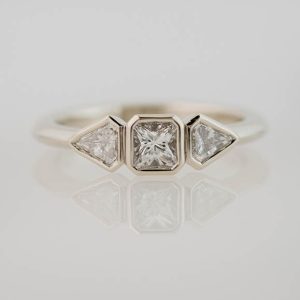 Three Bezel Set Diamonds in 14K White Gold