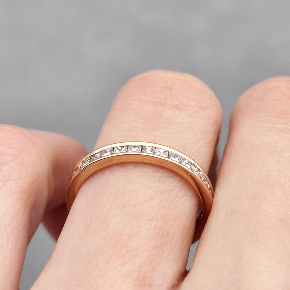 Half Eternity Princess Cut Diamonds in Rose Gold