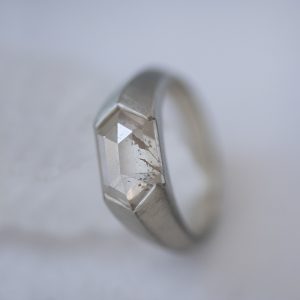 Diamond Salt & Pepper Hexagon Ring