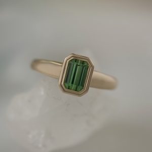 Green Tourmaline Emerald Cut Solitaire